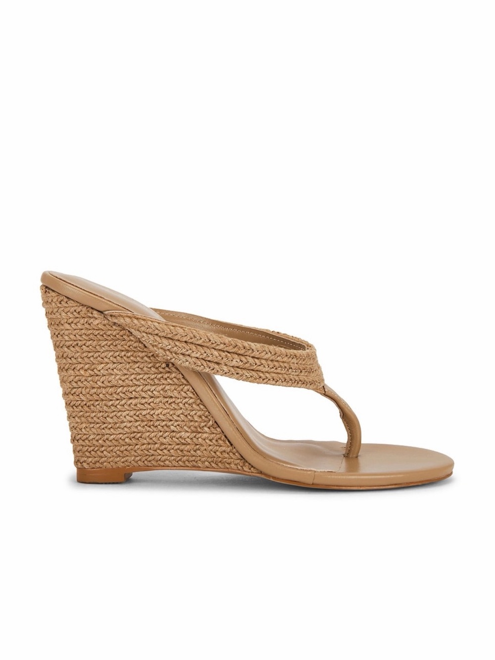 RAYE Revolve Inez Natural Jute Tan Wedge Heel Slip On Thong Sandals Size 8 New